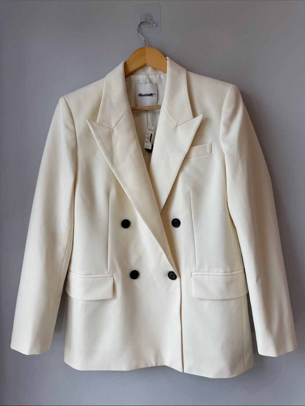 NWT Madewell Cream Wool Blend Tuxedo Blazer Jacket